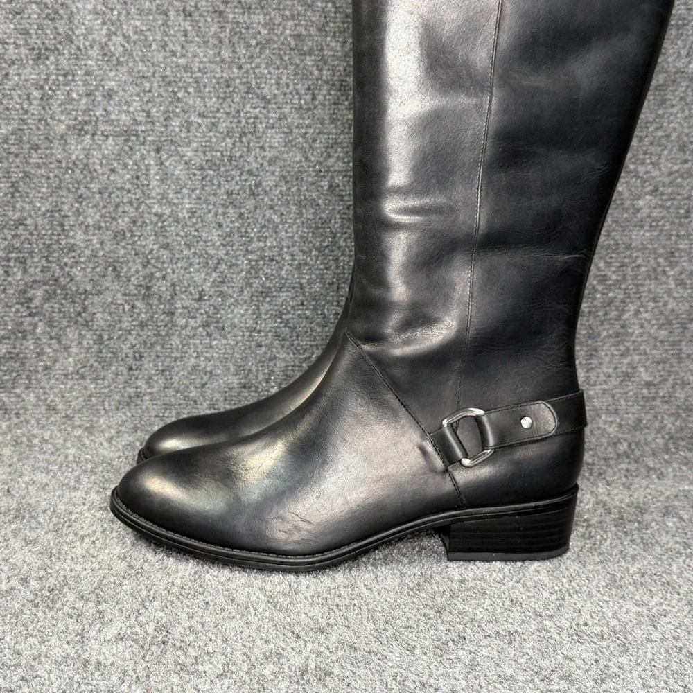 Lauren Ralph Lauren Micaela Riding Boots Women's 8.5 Black Leather Tall Buckle